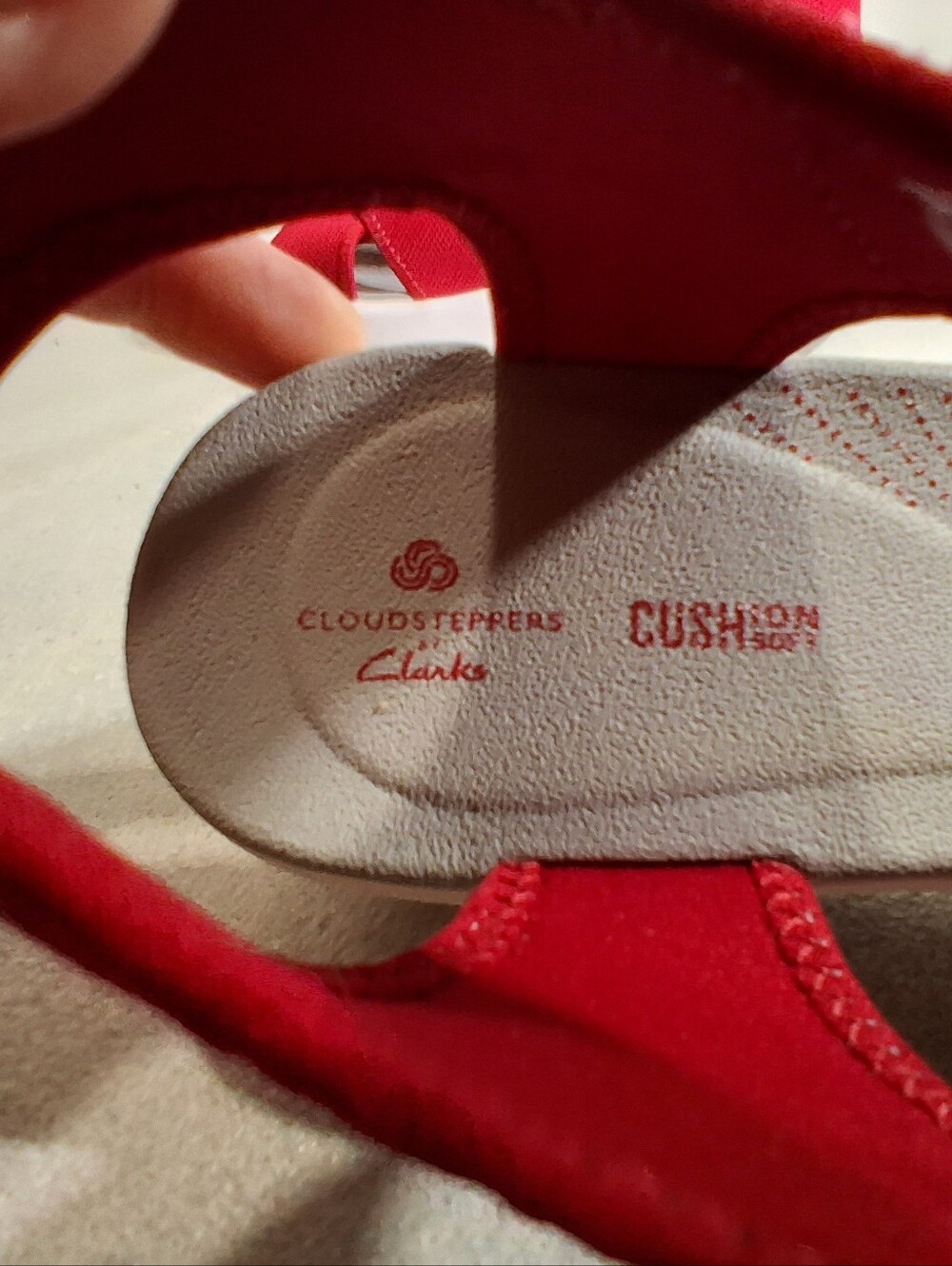 Clarks Cloud Stepoers Red Wedge Herl Sandals Woman's Sz. 7.5 NIB - Picture 7 of 10